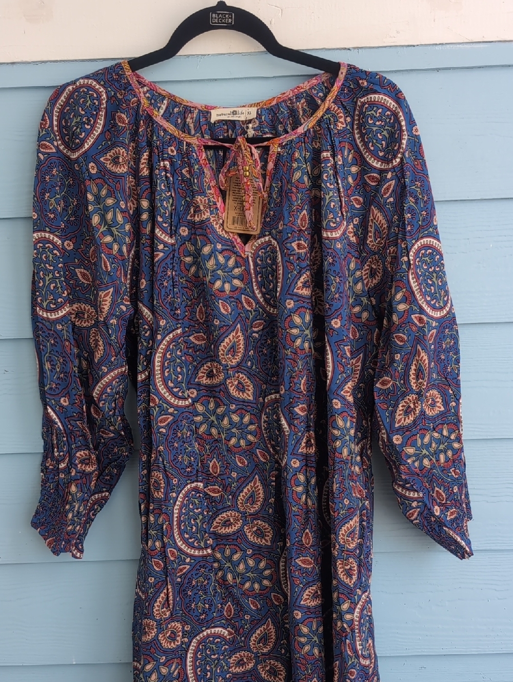 NATURAL LIFE NWT Blue Paisley Boho Tunic Dress
